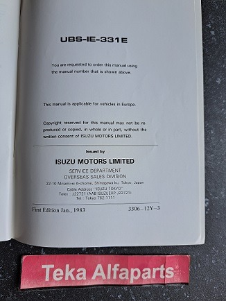 Isuzu Trooper - UBS series (Europe) / Owner's and Driver's Manual / Instructieboekje / UBS-IE-331 E / 3306-12Y-3